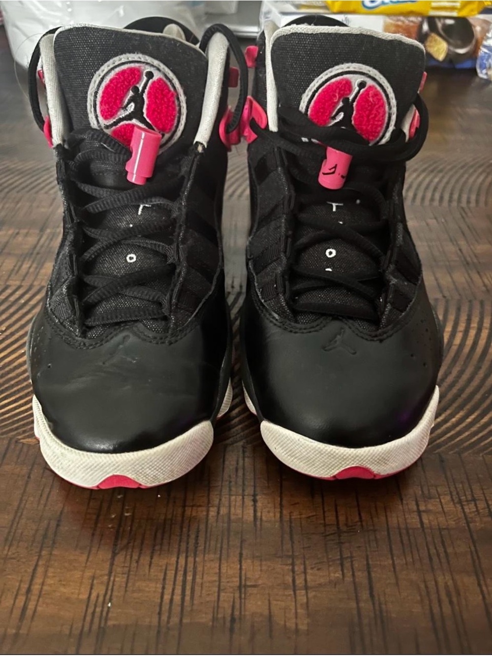 Jordan Black and Pink Basketball Sneakers